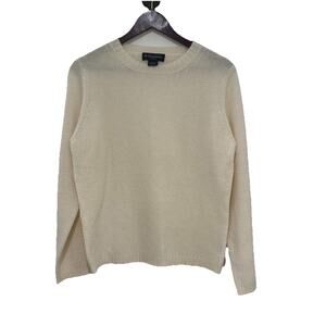 Brooks Brothers Shetland Ivory Crew Neck 100% Wool Knitted In Scotland Size L